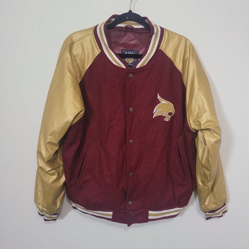 Steve & Barry's Size XL Varsity Jacket Texas State Bobcats Maroon Gold Vintage